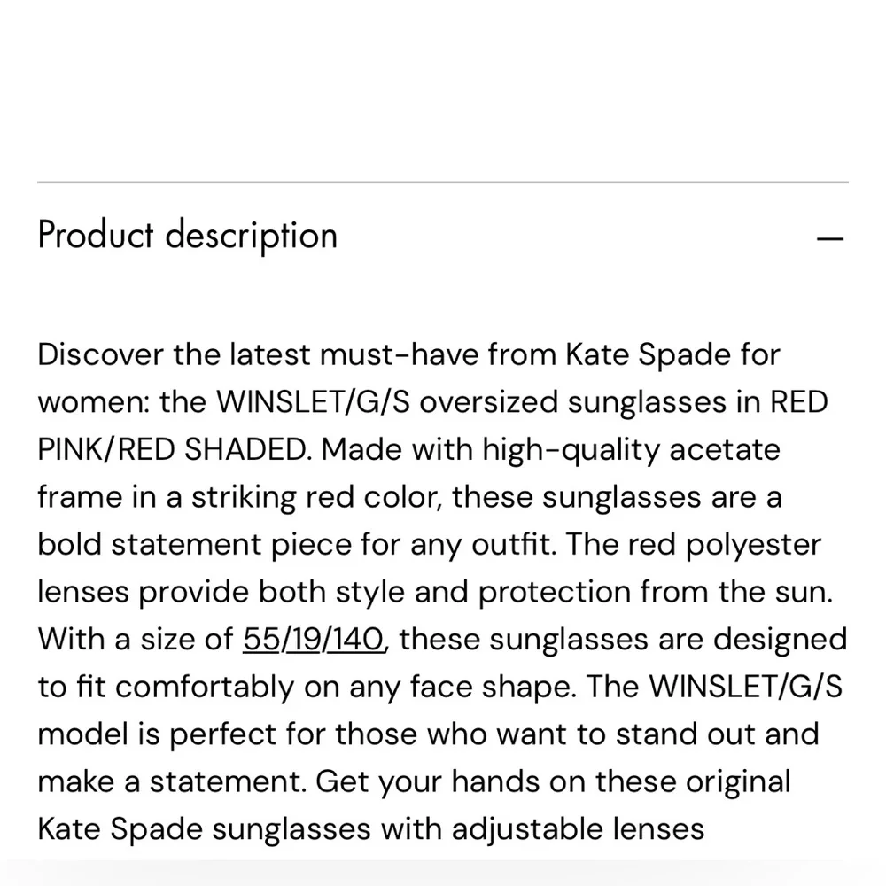 Kate spade Winslet 55 19 140 sunglasses oversized
